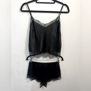 Victoria’s Secret Women’s Black Lace Camisole Shorts Set Feminine Lingerie Small